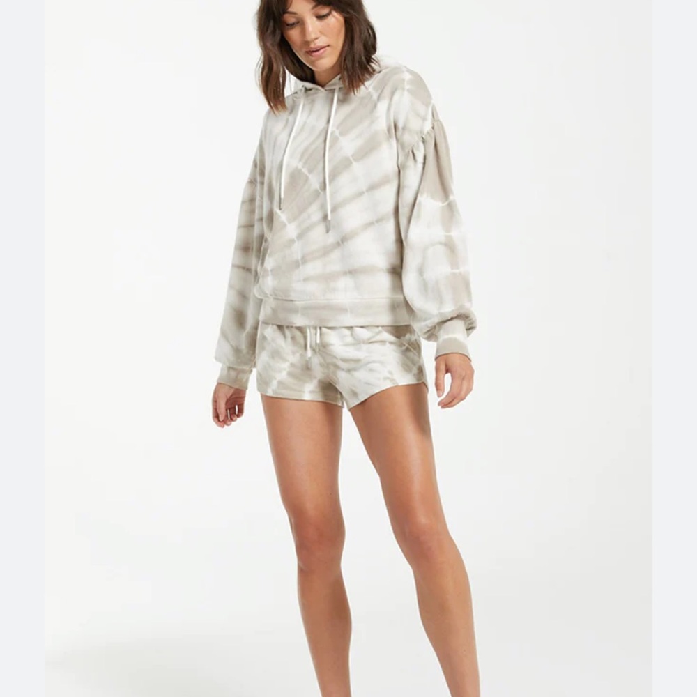 Z Supply Beige Tie-Dye Hoodie Sweatshirt